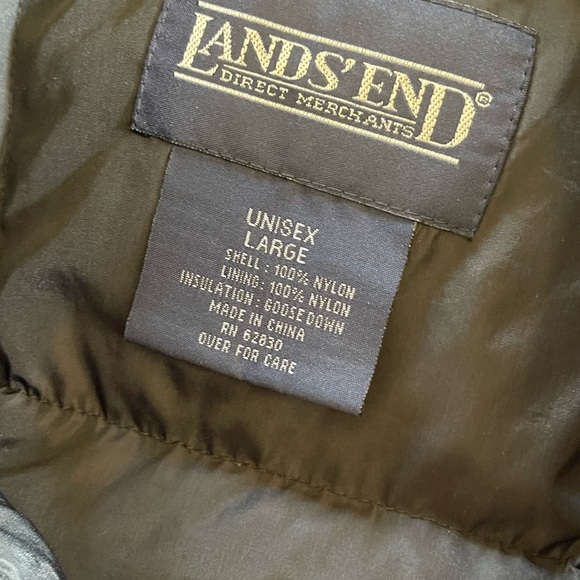 Lands' End Unisex Black Quilted Snap Front Down Fill Puffer Vest-Large - Picture 7 of 11